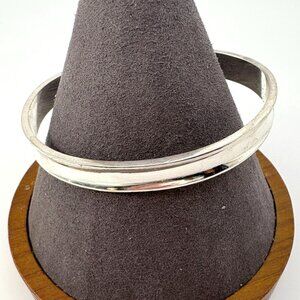 VTG Sterling Silver 925 Solid Cuff Bracelet Concave Design 7.5" Fit